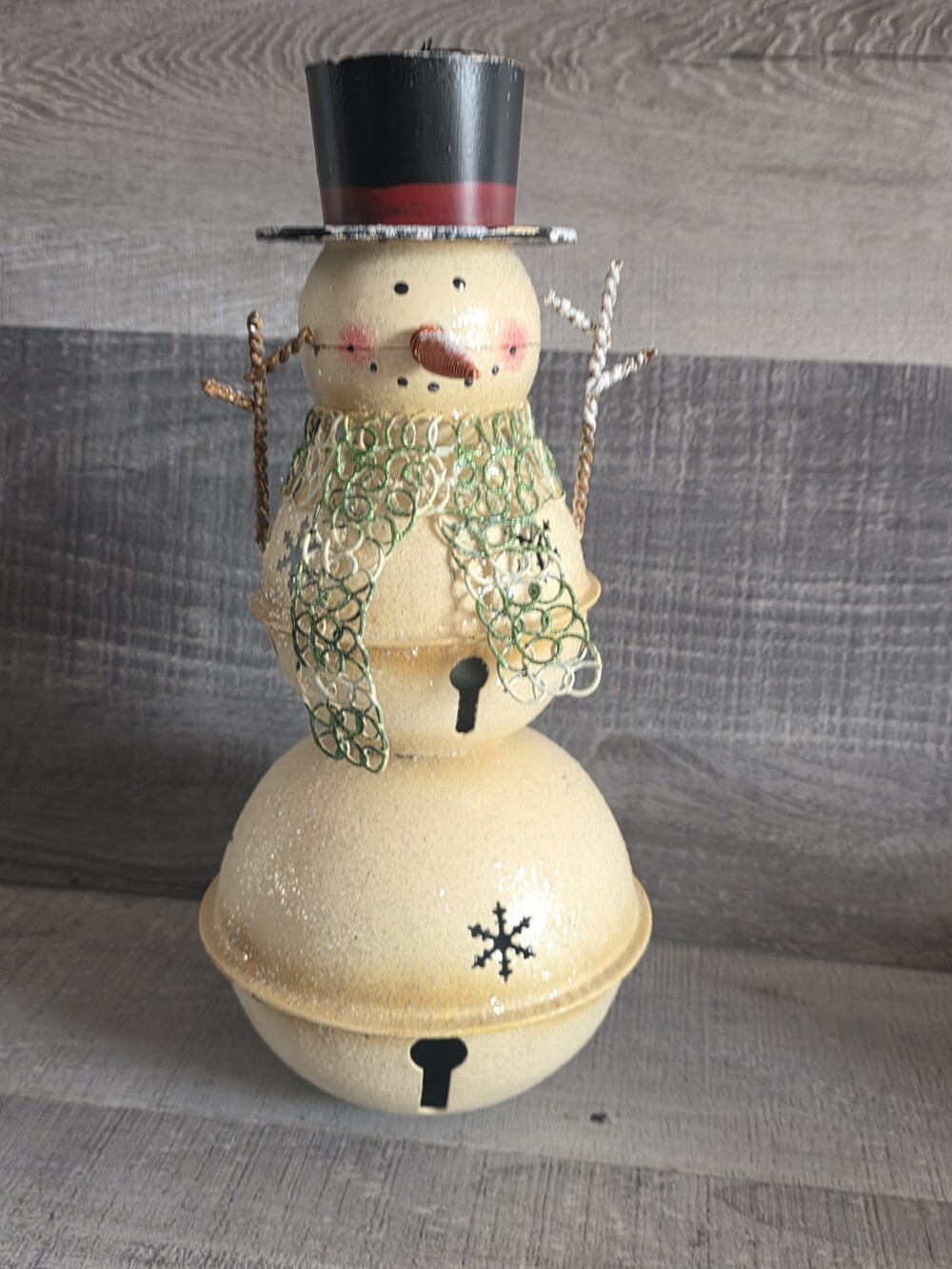 Metal Snowman Bell Sculpture Christmas 14" Decoration Figurine Statue b236
